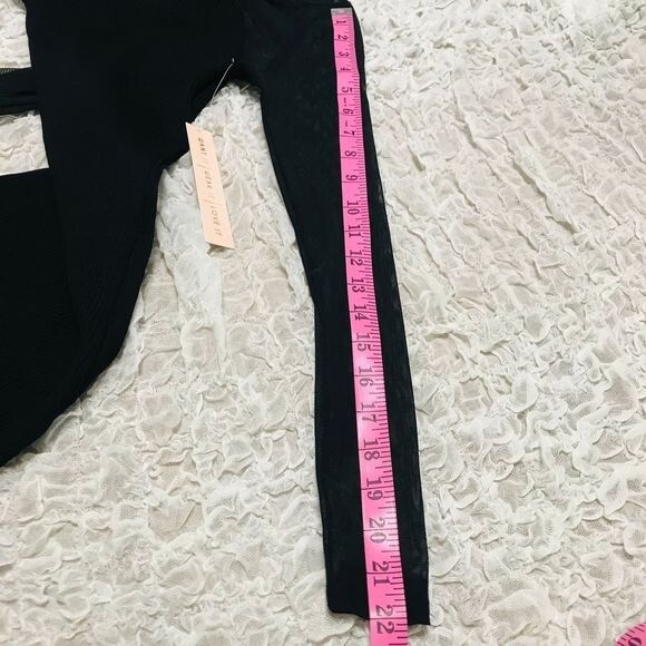 Crave Fame black knit ribbed top mock neck mesh long sleeve top size XS - Picture 7 of 8